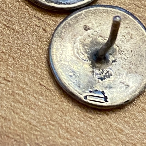 Cute round Hopi Indian Kokopelli flute dancer sterling silver stud earrings - Picture 4 of 8